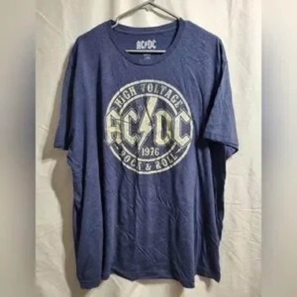 AC/DC Navy Blue Short Sleeve Graphic Tee - Picture 1 of 4